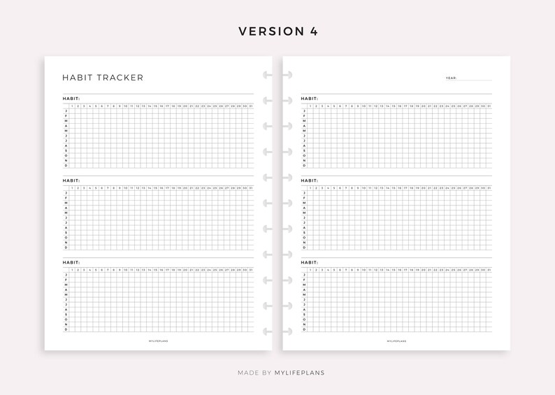 Yearly Habit Tracker on Two Pages, Printable Template for Happy Planner ...