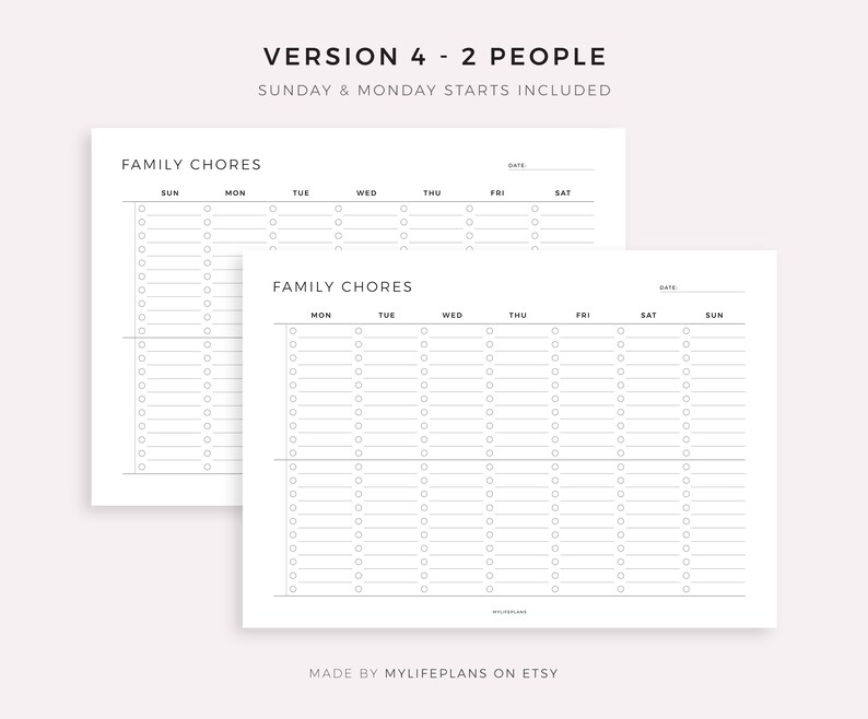 Digital Family Chore Chart Template Landscape, Compatible With ...