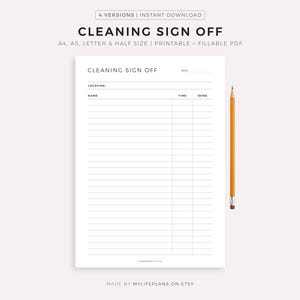 Cleaning Sign Off Sheet Printable, Restroom Cleaning, Bathroom Cleaner, Cleaning Schedule, Cleaning Log, Business Cleaning, Instant Download