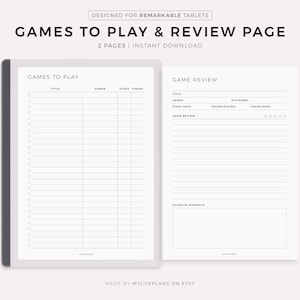 Videogames om te spelen en recensiepagina, compatibel met Remarkable 2, direct downloaden