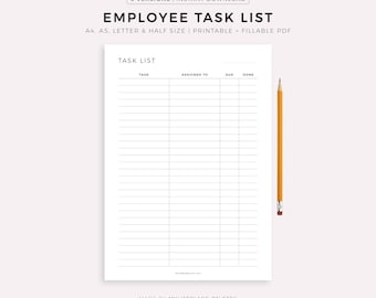 Printable Daily Job Task Sheet.pdf Employee Task List Printable, Work Allocation Sheet, Daily Task Sheet ...