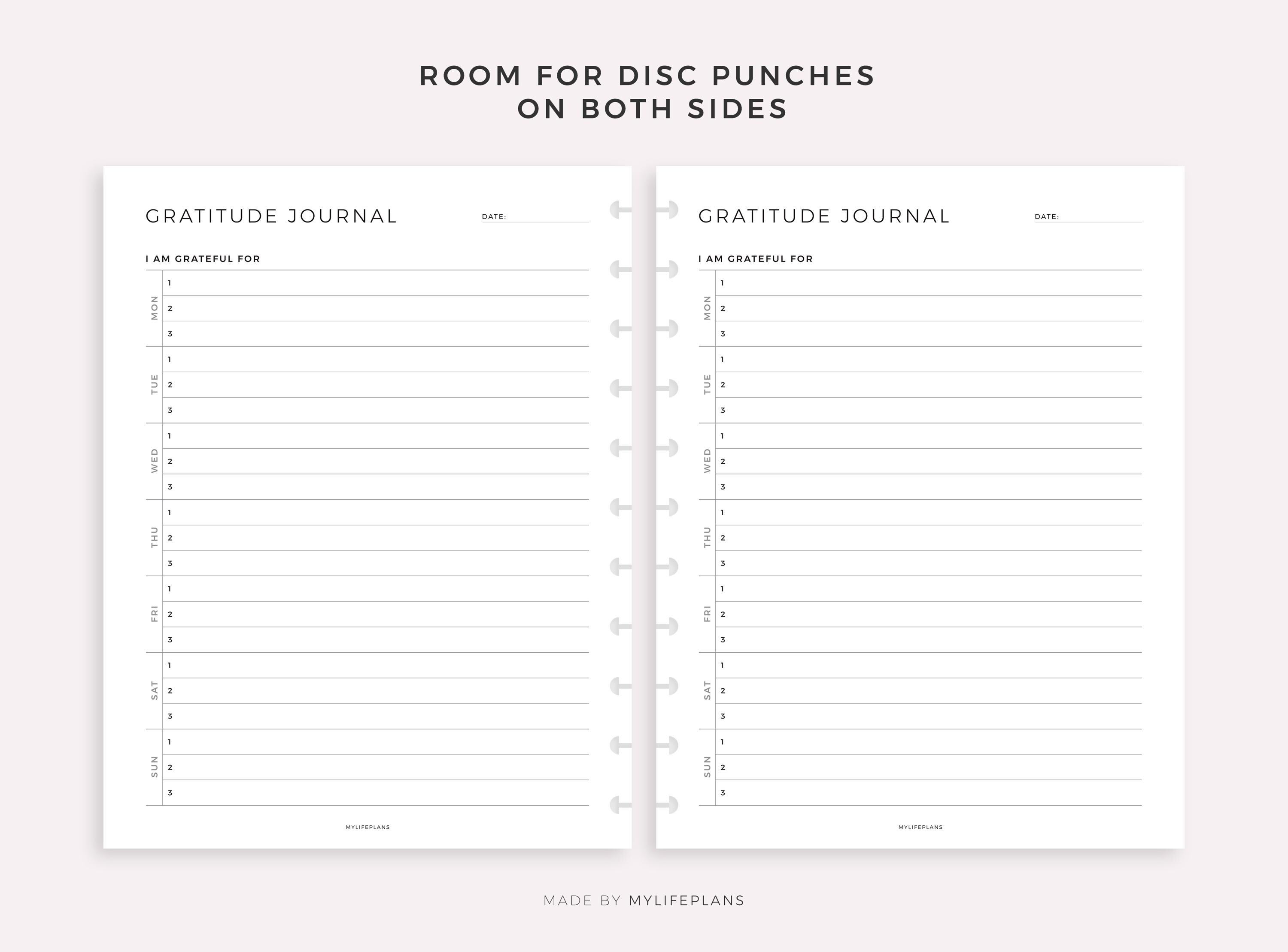Weekly Gratitude Journal, Printable Template for Happy Planner Classic ...