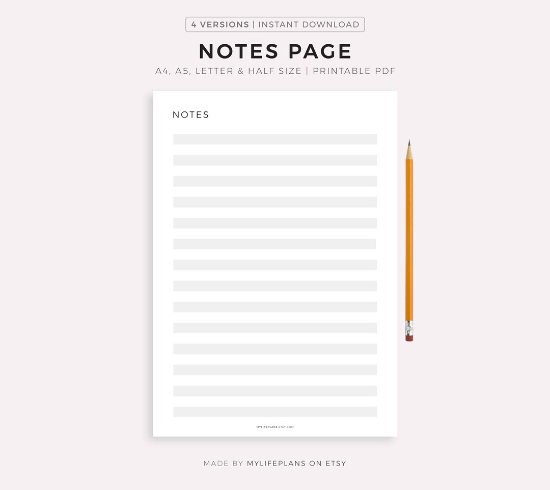 Printable Notes Page, Notes Template, Note Taking, Writing Paper, Notes ...