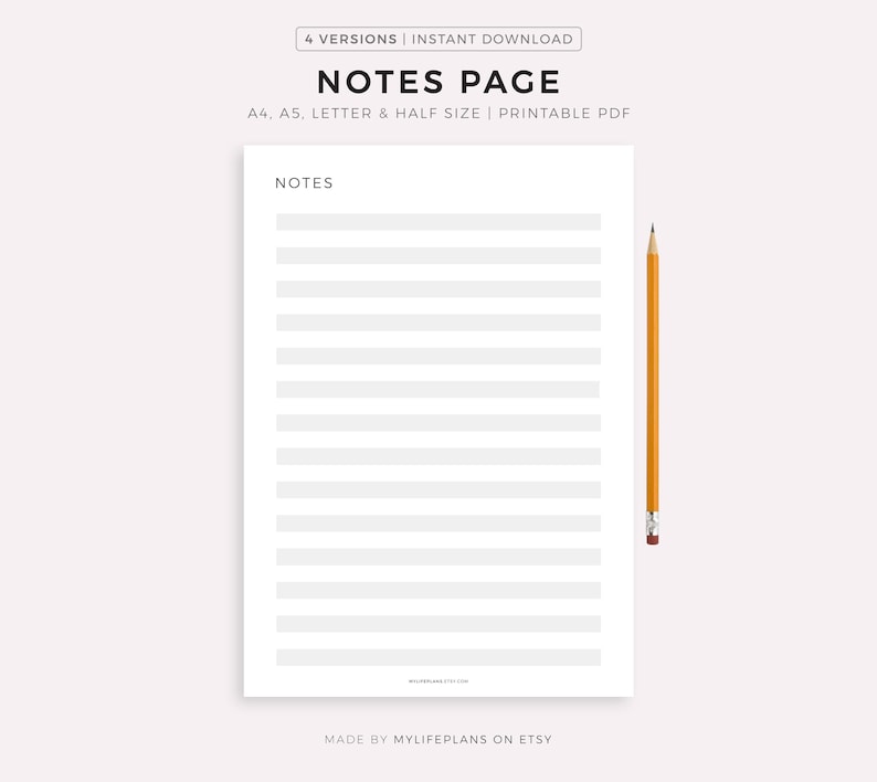 Printable Notes Page, Notes Template, Note Taking, Writing Paper, Notes ...