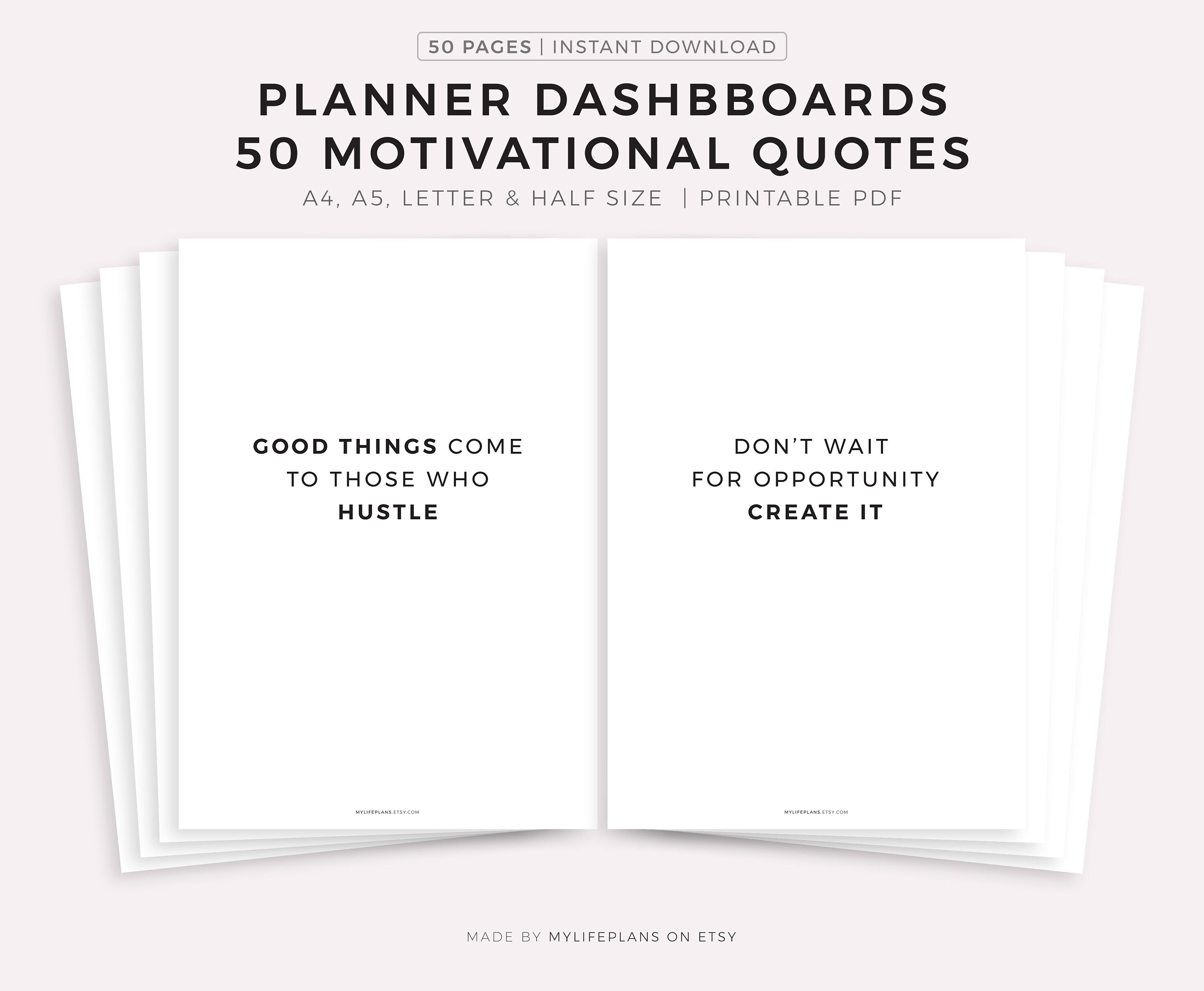 50 Motivational Quotes Planner Dashboards Printable Etsy