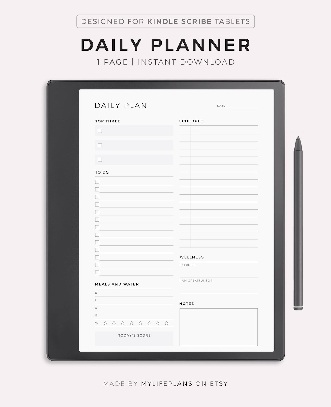 Daily Planner for Kindle Scribe, Instant Download - Etsy