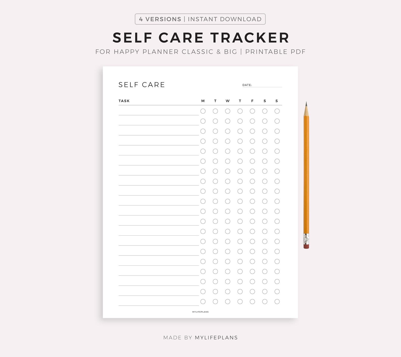 Weekly Self Care Tracker Printable for Happy Planner Classic & Big ...