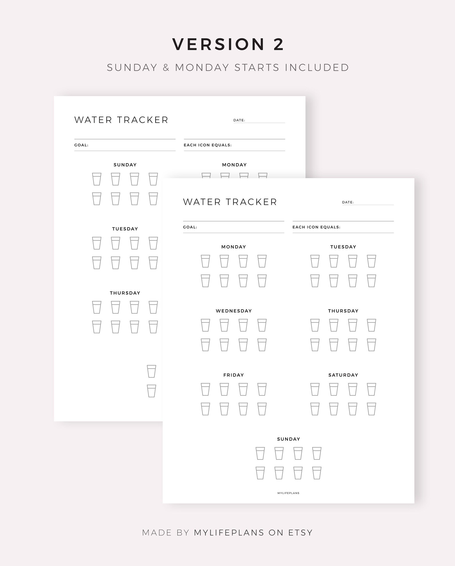 Digital Weekly Water Tracker for Goodnotes, Notability, Noteshelf ...