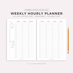 Wochenplaner, Tagesplaner, Stundenplaner, To Do Liste, PDF druckbare Einsätze, A4, A5 und Letter, Sofort-Download