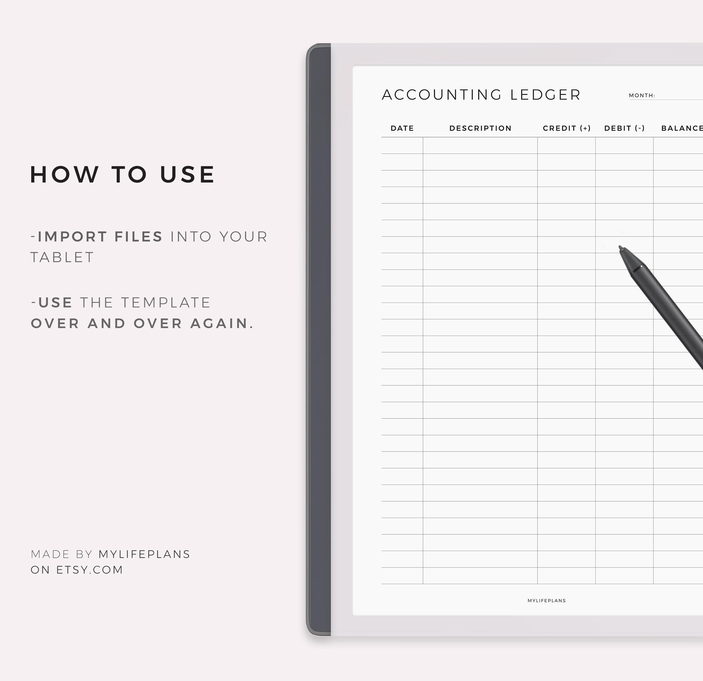Accounting Ledger Template, Small Business Bookkeeping, Log for Credit ...