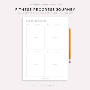 Fitness Journey Progress Photos, Before & After Body Transformation, Workout Fitness Goals, A4/A5/Letter/Half, Instant Download PDF