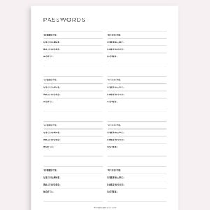 Password Tracker Printable & Fillable, Password Keeper, Password Organizer, Password Log, A4/A5/Letter/Half, Instant Download PDF image 5