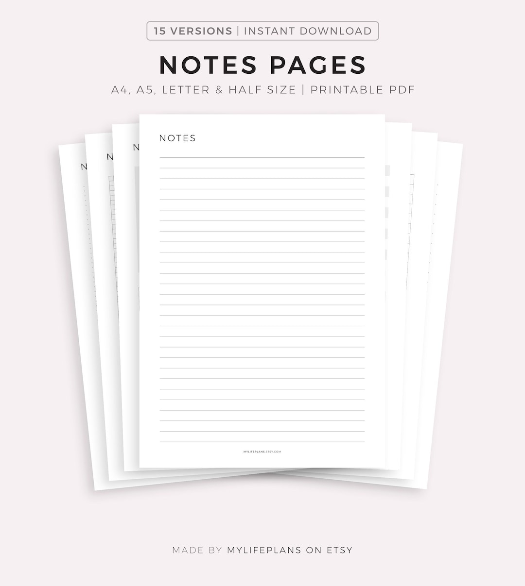 Notes Pages Printable, Writing Paper, Blank Notes, Study Note Template ...