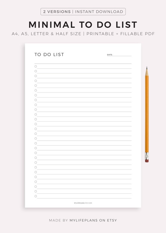 Minimal to Do List Printable Simple Tasks List Template