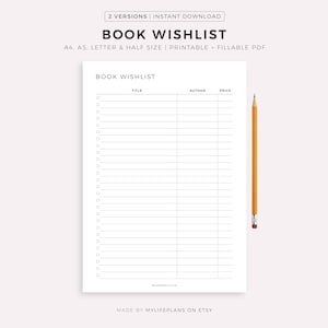Book Wishlist - Etsy