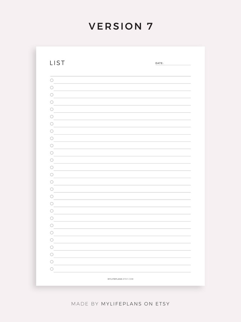 Blank Checklist Template Printable & Fillable, Simple Checklist Template, A4/A5/Letter/Half, Instant Download PDF image 8