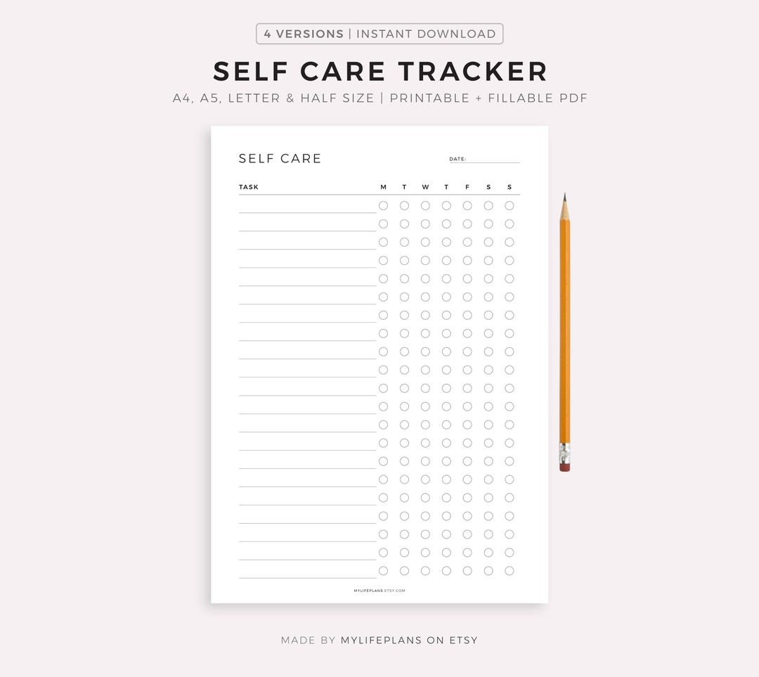 Weekly Self Care Tracker Printable, Daily Self Care Checklist, Routine ...
