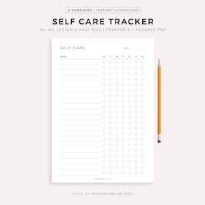 Weekly Self Care Tracker Printable, Daily Self Care Checklist, Routine Planner, Wellness Planner, A4/A5/Letter/Half, Instant Download PDF