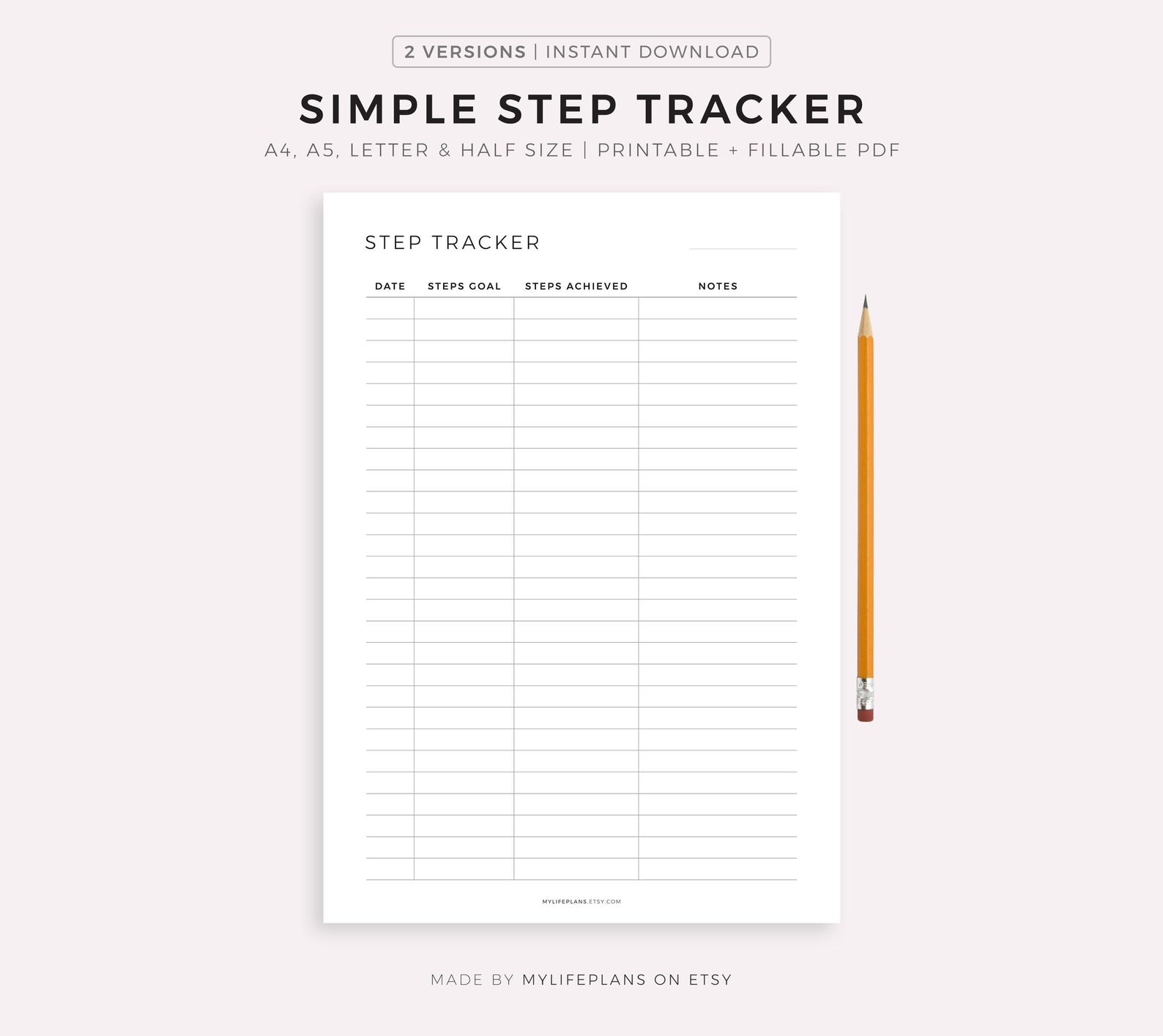 Simple Step Tracker Printable, Step Log, Walking Journal, Exercise Log ...