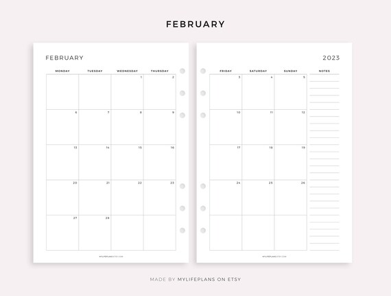 2023 monthly planner printable dated month on 2 pages 2023 etsy