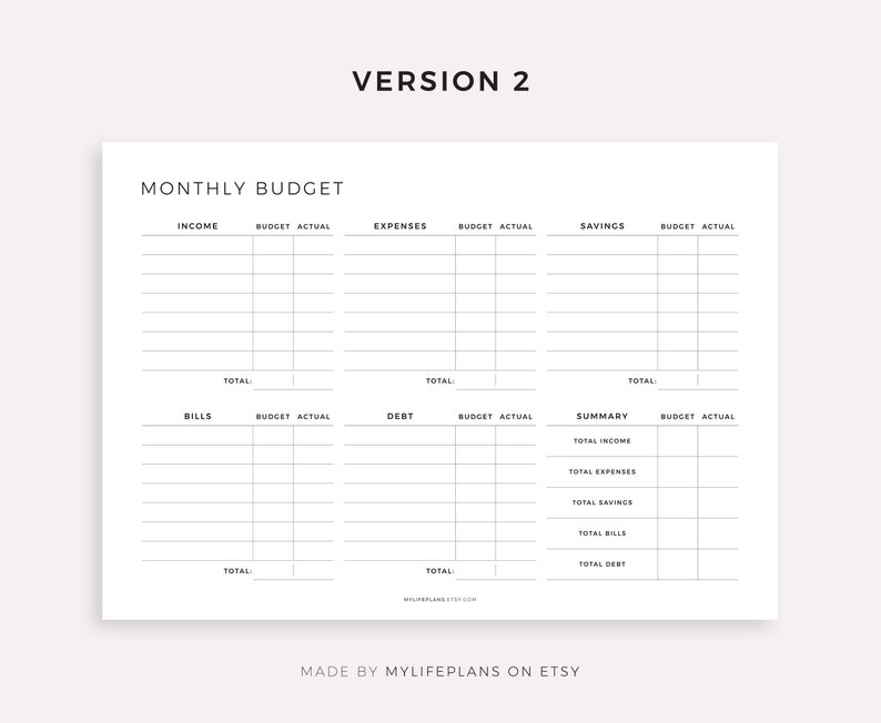 Monthly Budget Planner Landscape Printable PDF Budget Tracker - Etsy