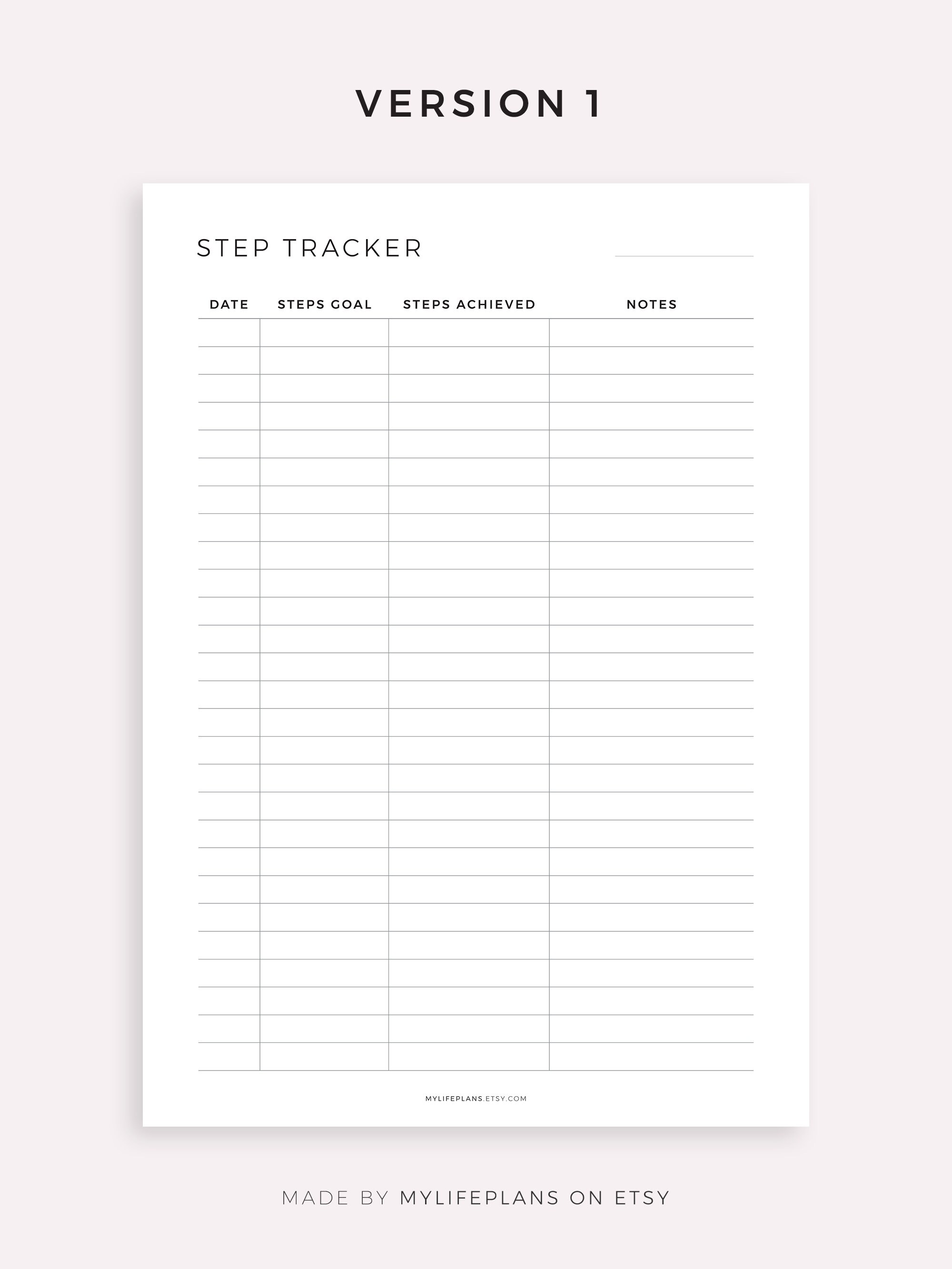 Step Log Color In Simple Step Tracker Printable, Step Log, Walking Journal, Exercise Log ...