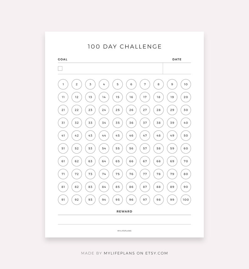 100 Day Challenge Digital Planner for Goodnotes, Notability, Ipad ...
