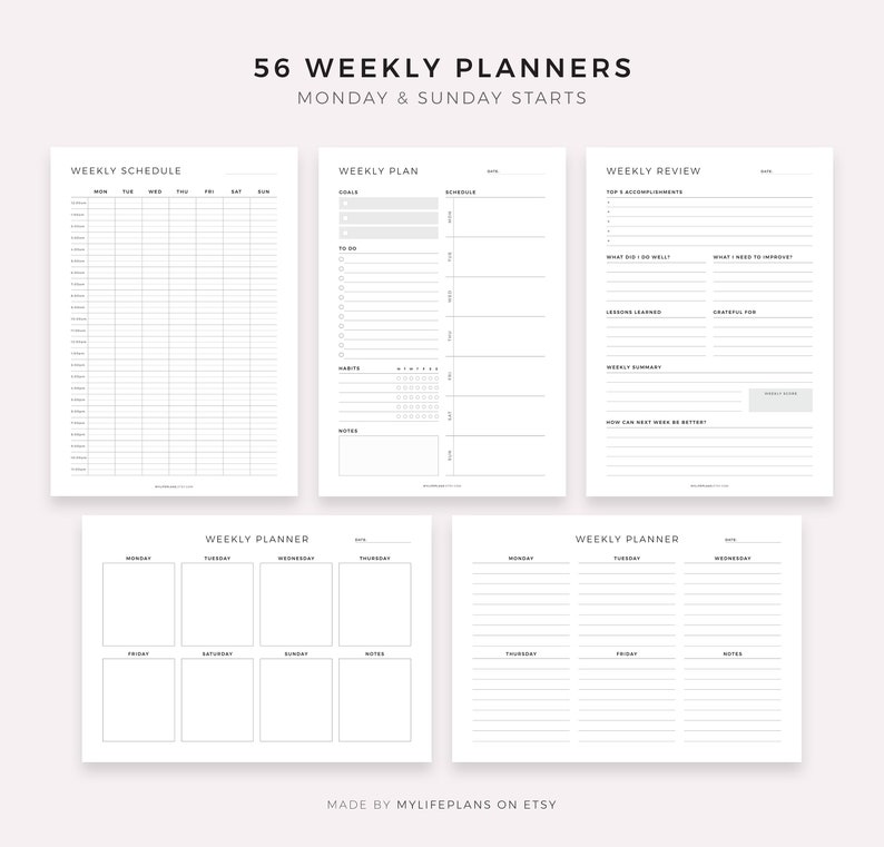 Whole Shop Bundle Daily Planners, Weekly Planners, Monthly Planners, Yearly Planners, Calendars and More, A4/A5/Letter/Half Letter image 4