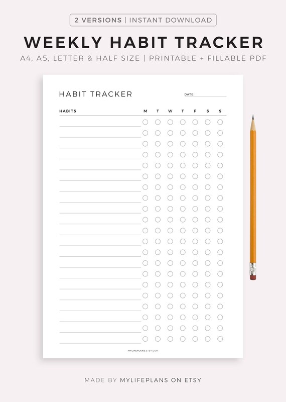 Weekly Habit Tracker Printable, Habit Tracker Template, Routine Tracker, 7  Day Habit Challenge, A4/a5/letter/half, Instant Download - Etsy