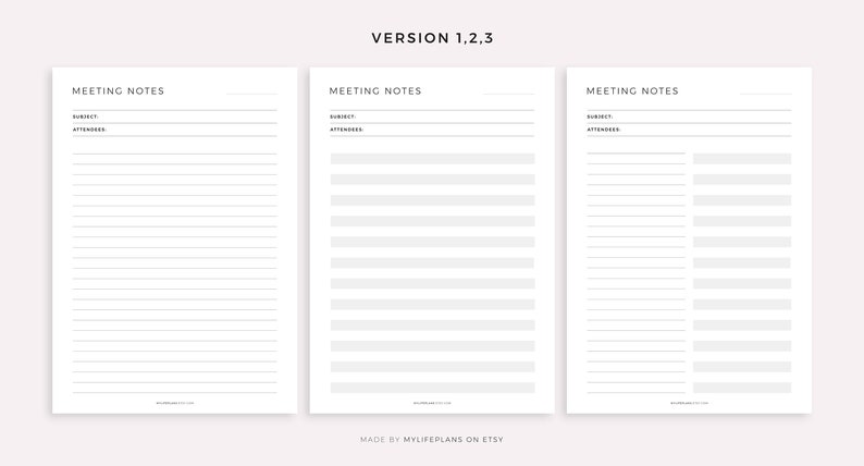 Simple Headings Shift Notes.pdf Simple Meeting Notes Printable Templates, Meeting Minutes, Work Notes ...