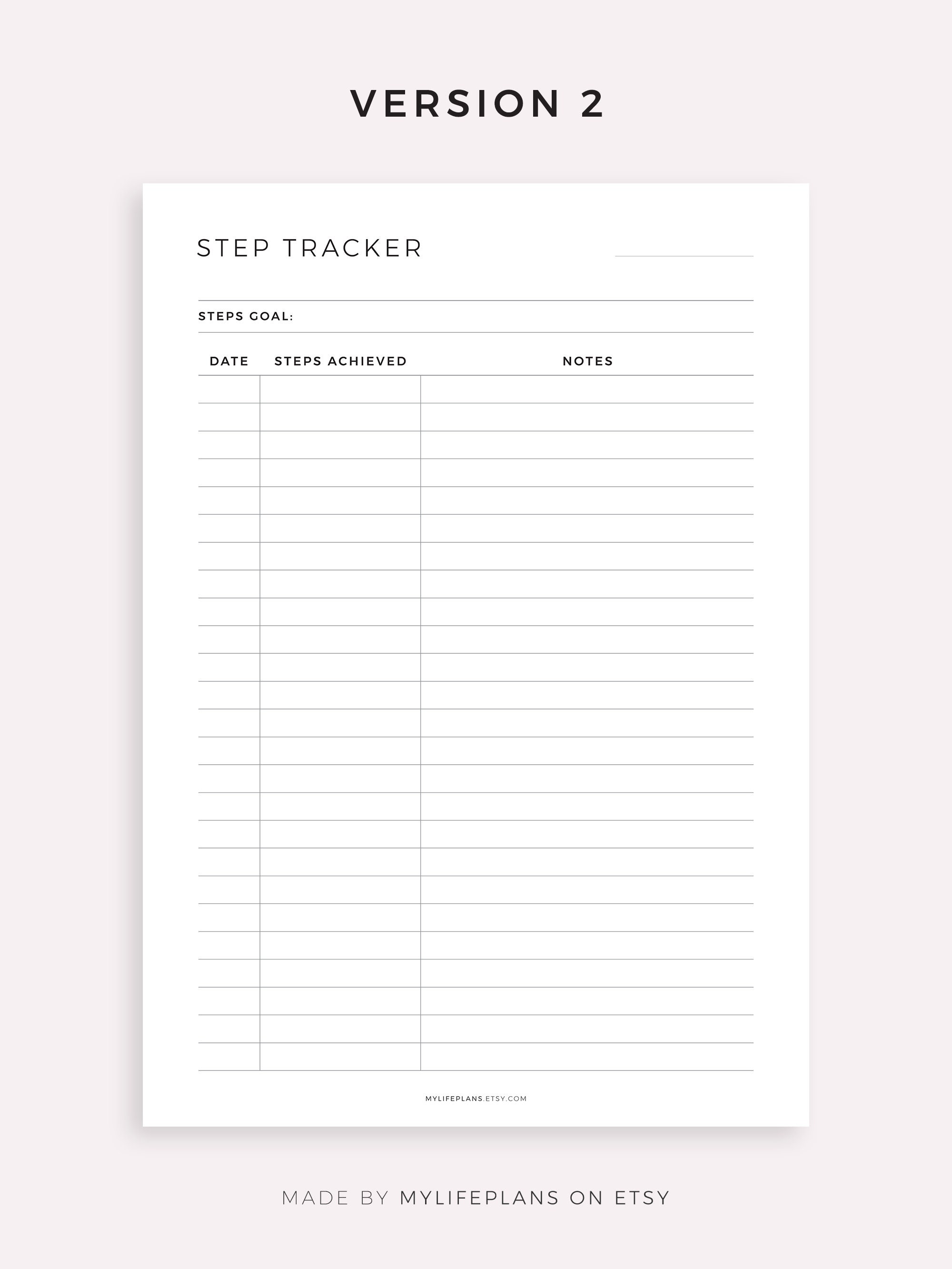 Simple Step Tracker Printable Step Log Walking Journal - Etsy Canada