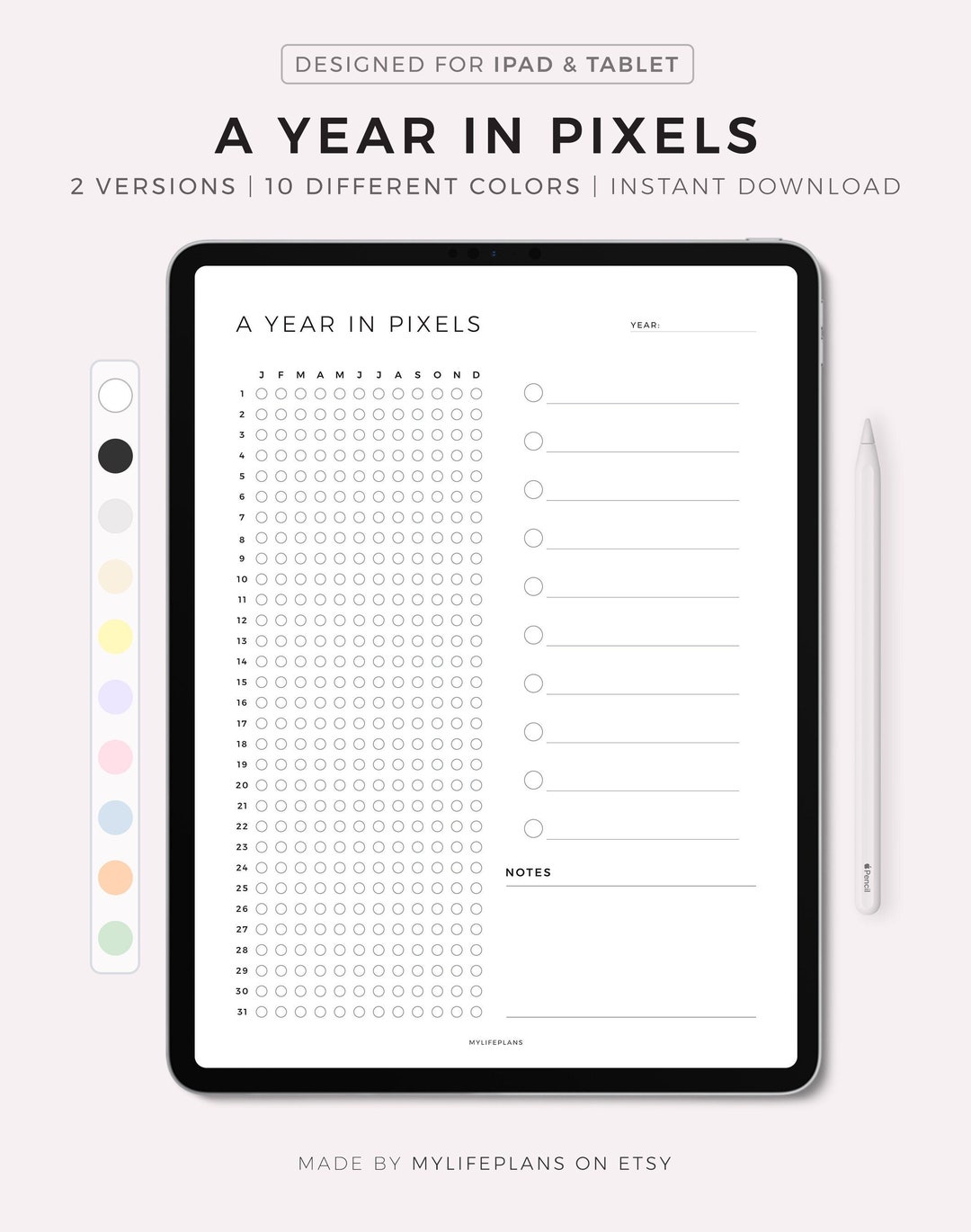 A Year in Pixels - Mood Tracker, Exercise Tracker, Reading Tracker ...
