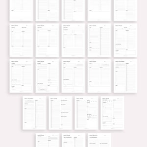May include: A set of 22 printable daily planner pages. The pages are designed in a minimalist style with black text on a white background. The pages include sections for daily tasks, appointments, and notes.