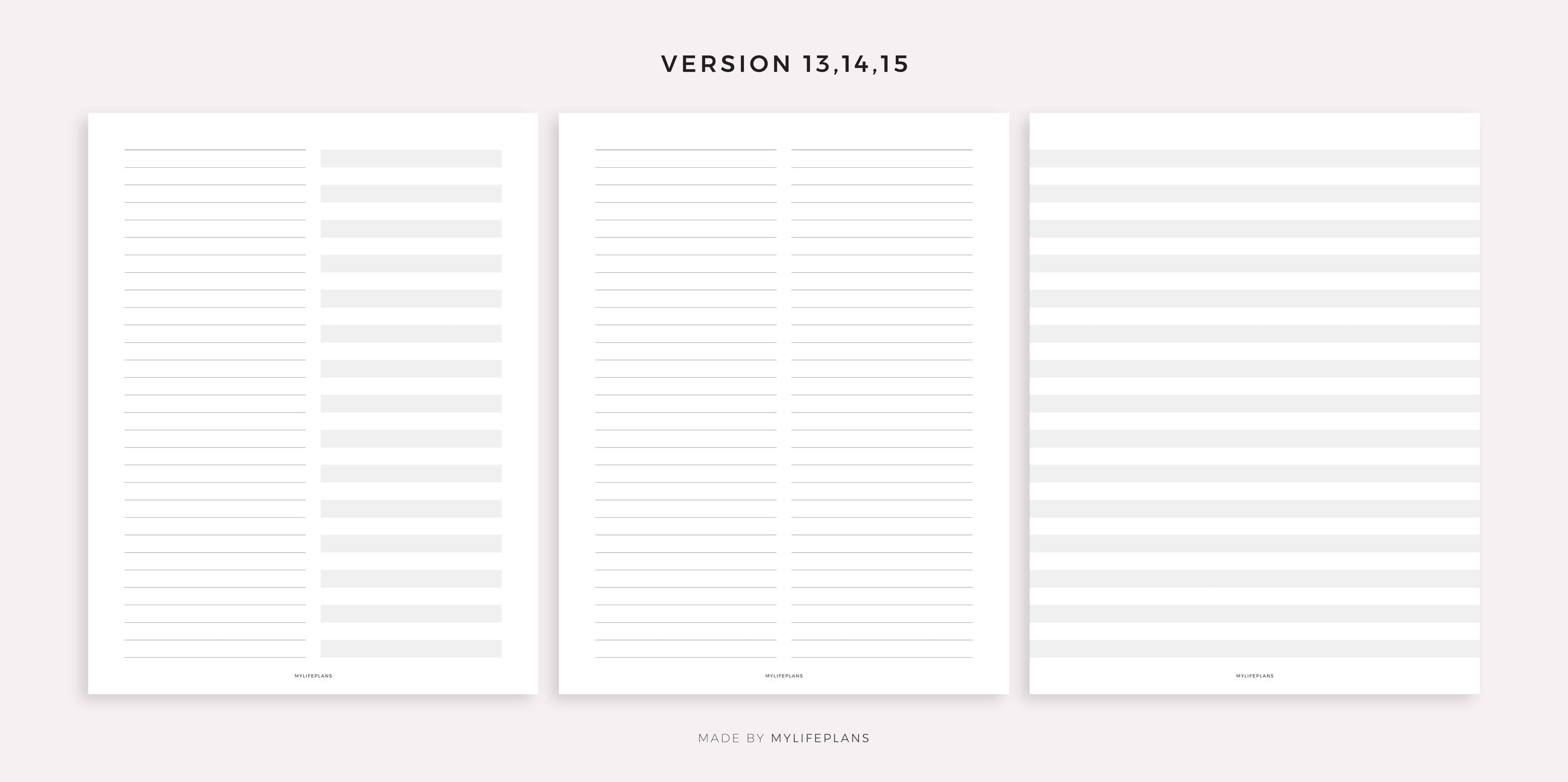 Notebook Paper Pages Printable for Happy Planner Classic & Big, Instant ...