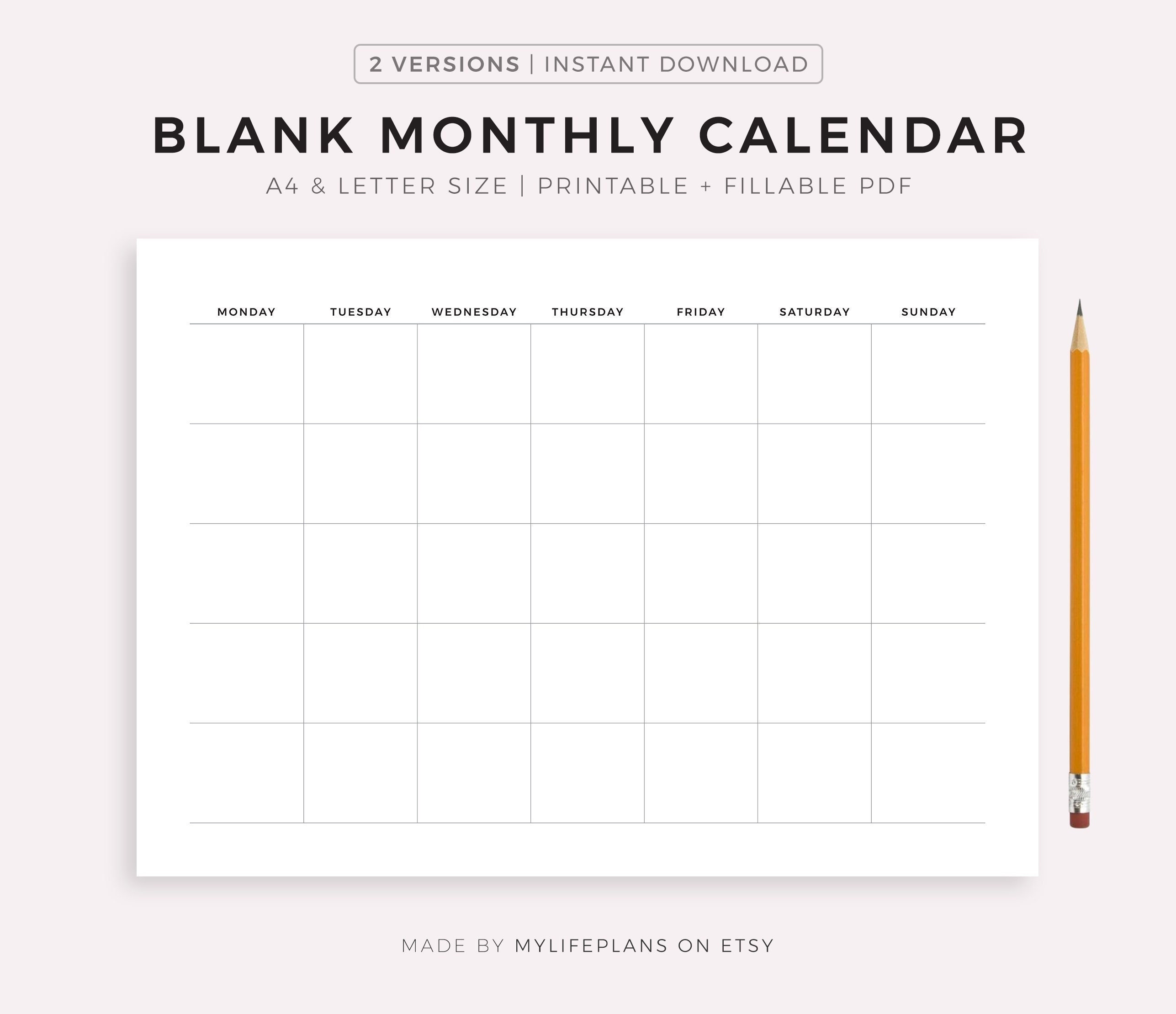 Blank Monthly Calendar Printable Blank Calendar Templates Wiki