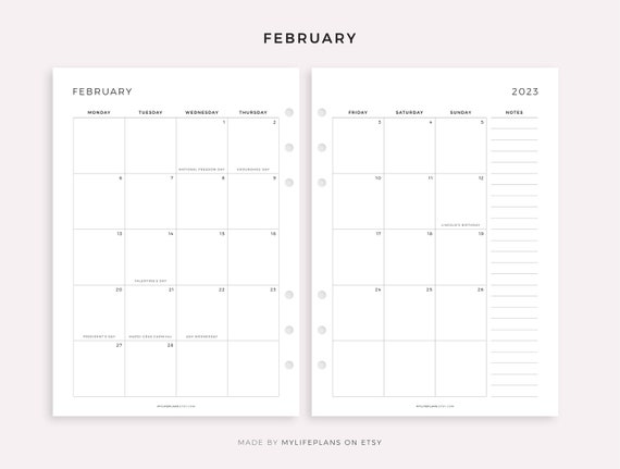 2023 monthly calendar with holidays on 2 pages printable etsy singapore