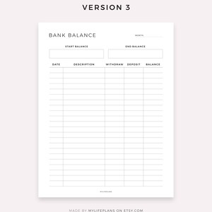 Digital Bank Balance Template, Bank Account Transactions Tracker ...