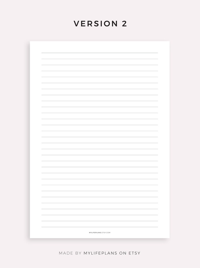 May include: A blank lined sheet of paper with the text "MYLIFEPALNS.ETSY.COM" at the bottom and the text "MADE BY MYLIFEPALNS ON ETSY" at the very bottom.