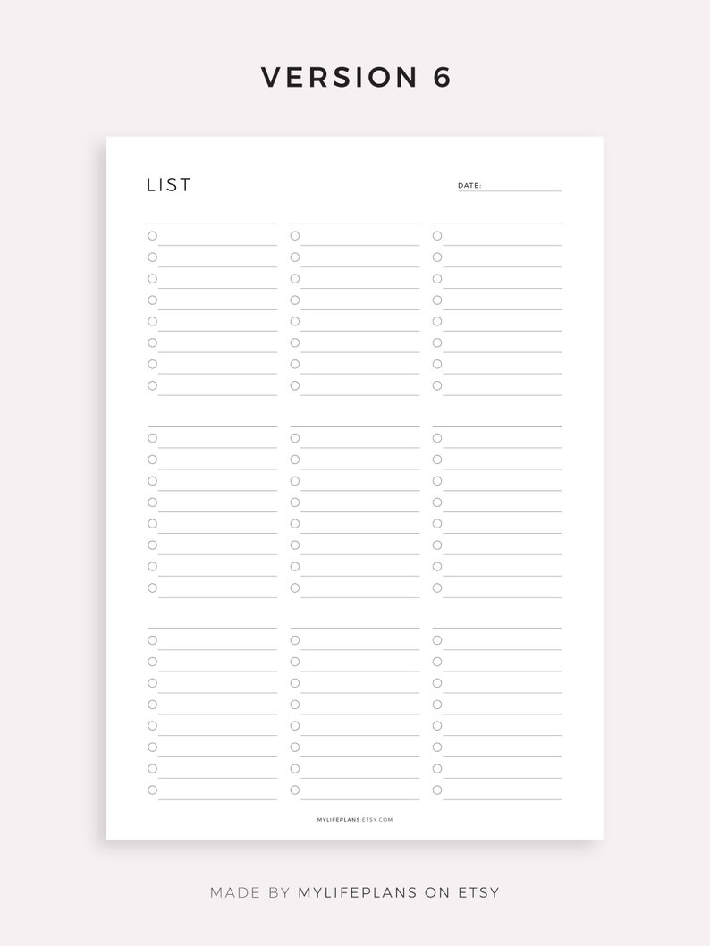 Blank Checklist Template Printable & Fillable, Simple Checklist Template, A4/A5/Letter/Half, Instant Download PDF image 7