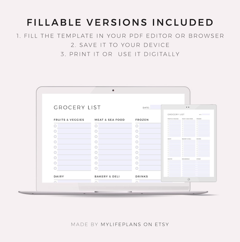 Grocery List Printable Template, Grocery Planner, Food Shopping List, A4/A5/Letter/Half Size, Instant Download PDF image 6