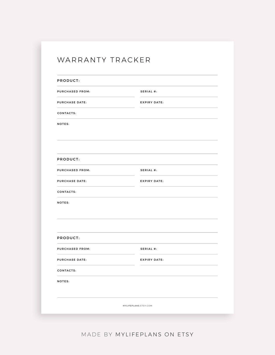 Curated visual reference: Warranty Calculator For Electronics Reference: Printable Warranty Tracker For Electronics Appliances Jewelry And