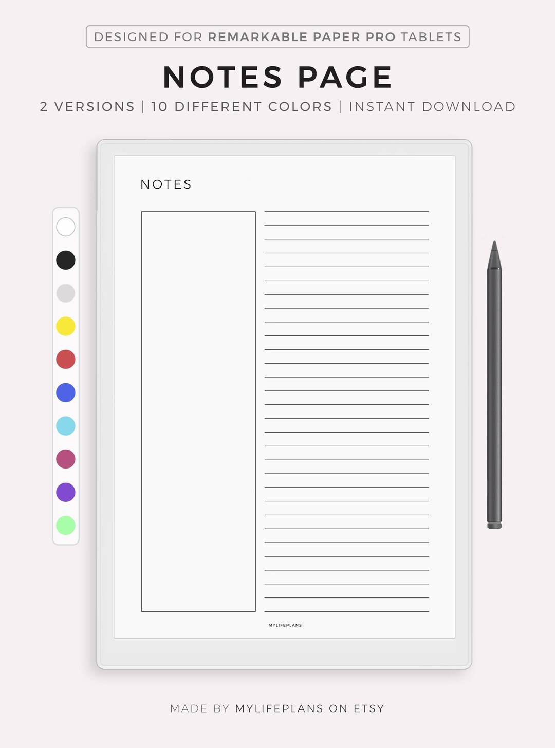 Remarkable Paperpro Notes.pdf Notes Page for Remarkable Paper Pro, Instant Download - Etsy