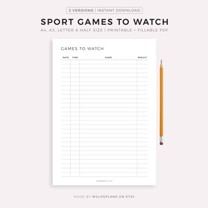 Deportes para ver: fútbol, baloncesto, tenis, golf, boxeo, MMA, voleibol, ciclismo, Fórmula 1, tamaño A4/A5/Carta/Media, descarga instantánea