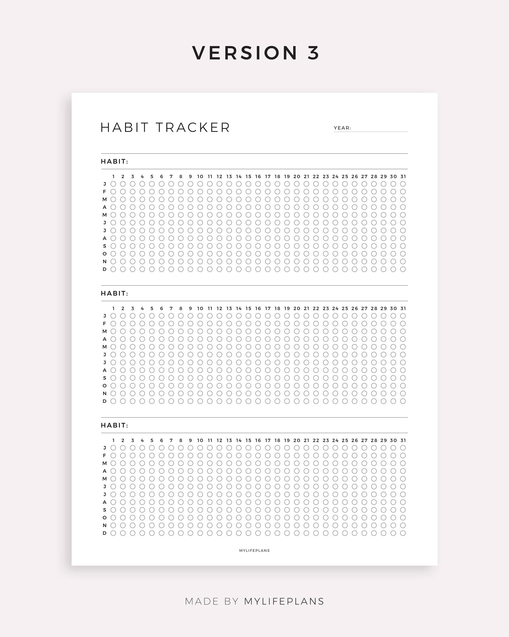 Yearly Habit Tracker for Happy Planner Classic & Big, Printable PDF ...
