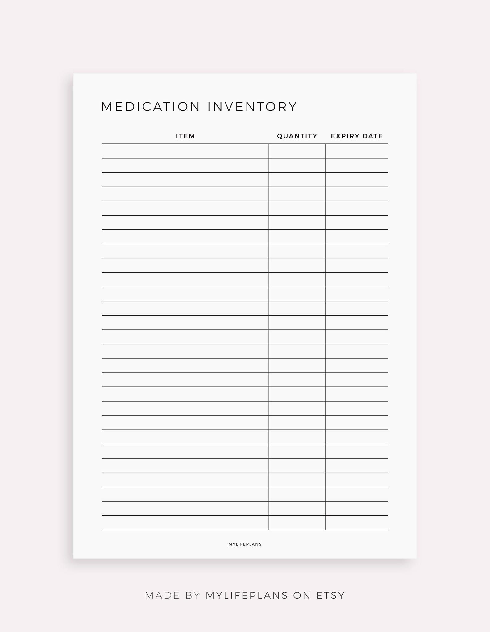 Medication Inventory Template for Remarkable Paper Pro, Instant ...