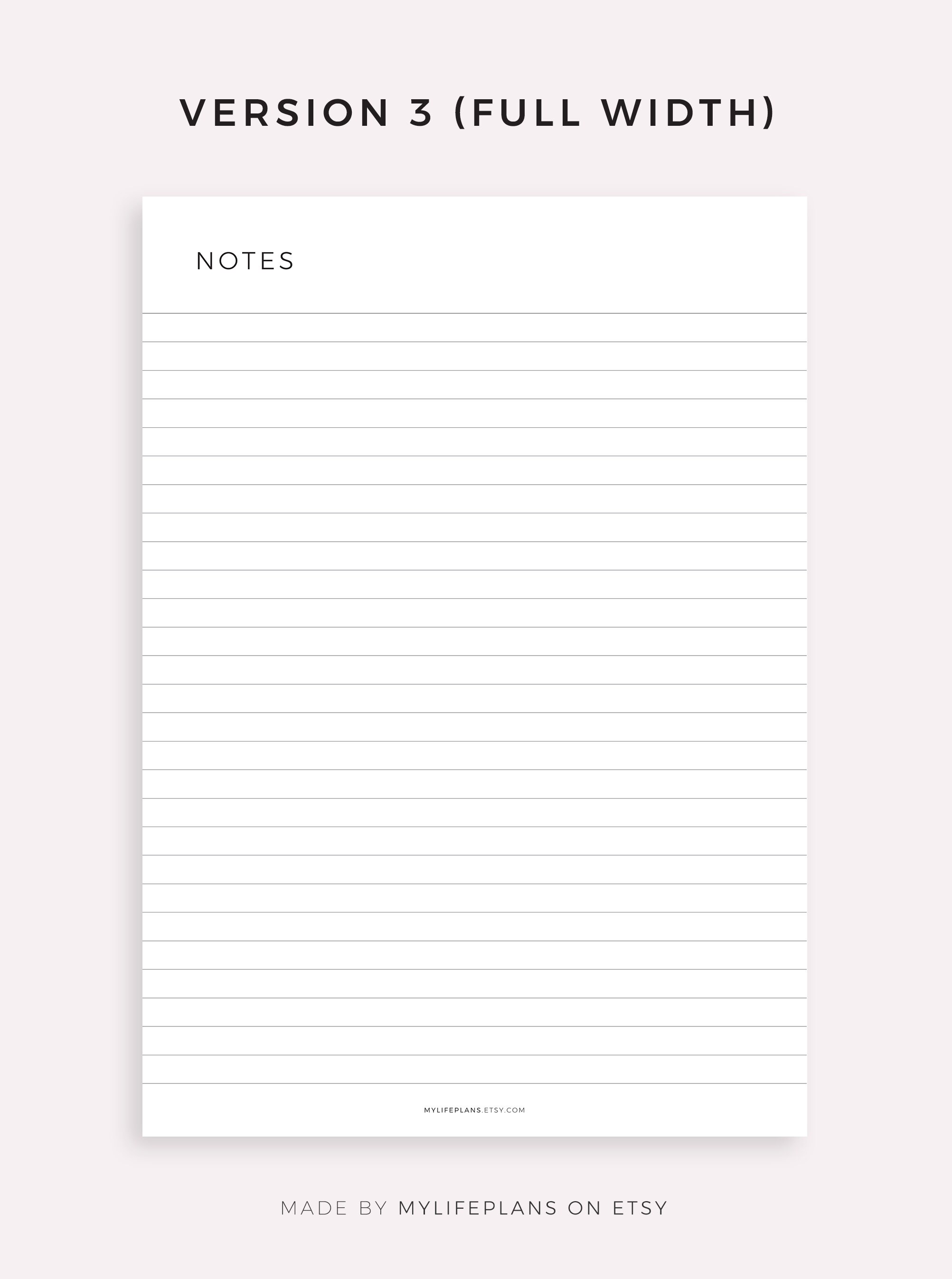Notes Page Printable, Lined Notes Template, Note Taking, Writing Paper ...