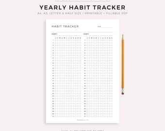 Monthly Habit Tracker - Printable, Letter Size PDF & JPEG, Instant ...