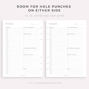 Work From Home Planner, Personal Daily Planner, Productivity Planner, Daily Hourly Planner, Instant Download, A5/A4/Letter/Half Letter image 5