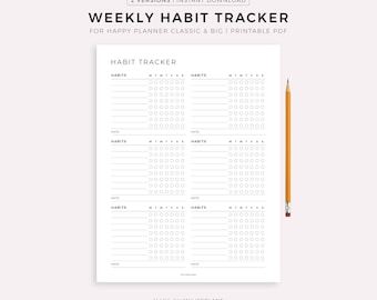 Wöchentlicher Habit Tracker, druckbare Vorlage für Happy Planner Classic & Big, Sofort Download