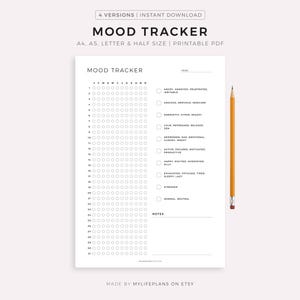 Afdrukbare stemmingstracker, een jaar in pixels, stemmingsdagboek, emotietracker, stemmingsgrafiek, wellnessplanner, A4/A5/Letter/Half, Instant Download